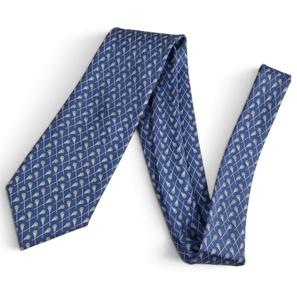Vineyard Vines Martha’s Vineyard Tie 100% Silk Lacrosse LAX Blue Made in USA
